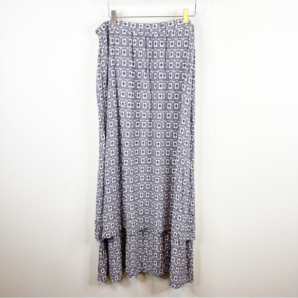 FLAX Geometric Print Pull On Layered Maxi Skirt L - Picture 1 of 5
